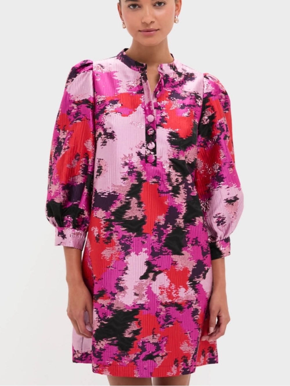 Tuckernuck Pomander Place Pink Red Lurex Abstract Jacquard Samantha Dress XXL